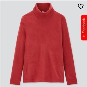 Uniqlo Red Heattech Fleece Turtleneck Long Sleeve